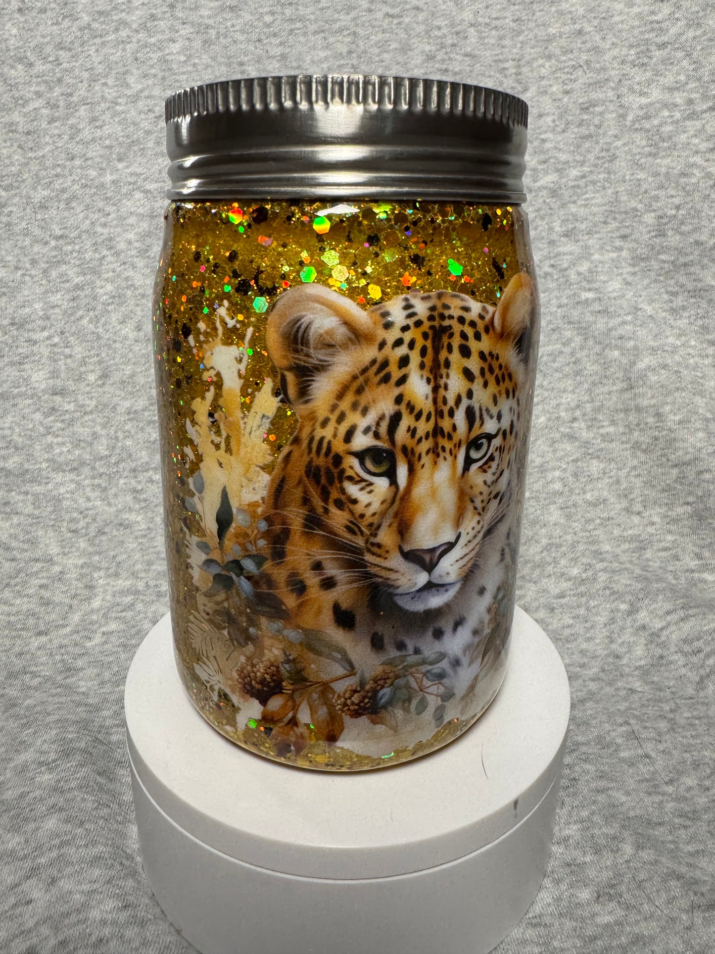 Leopard mason jar