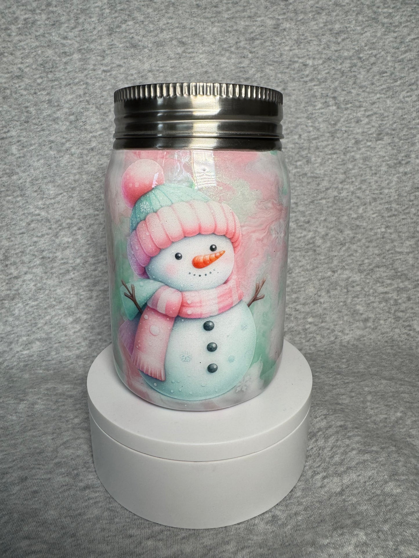 Snowman mason jar cup