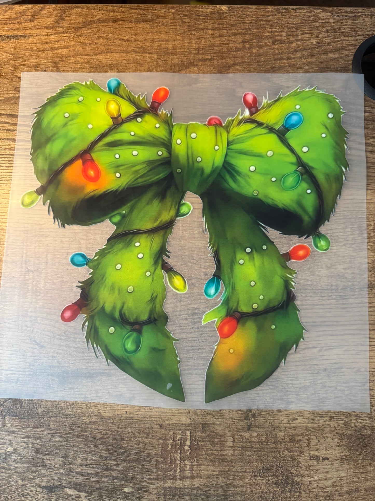 C74 Fuzzy green bow