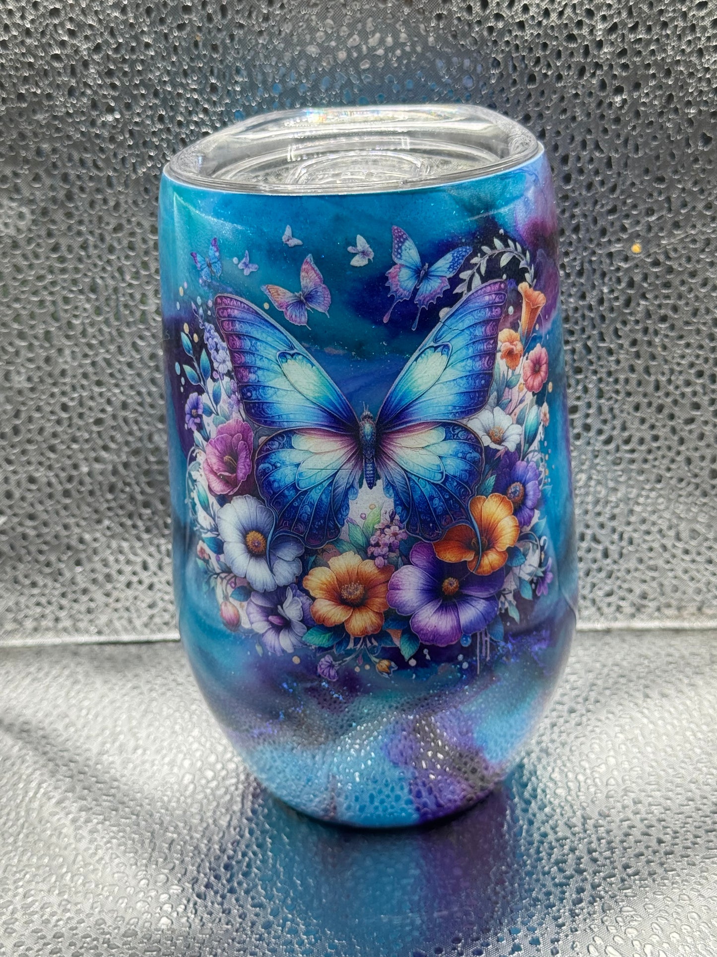 40- butterfly wineglass