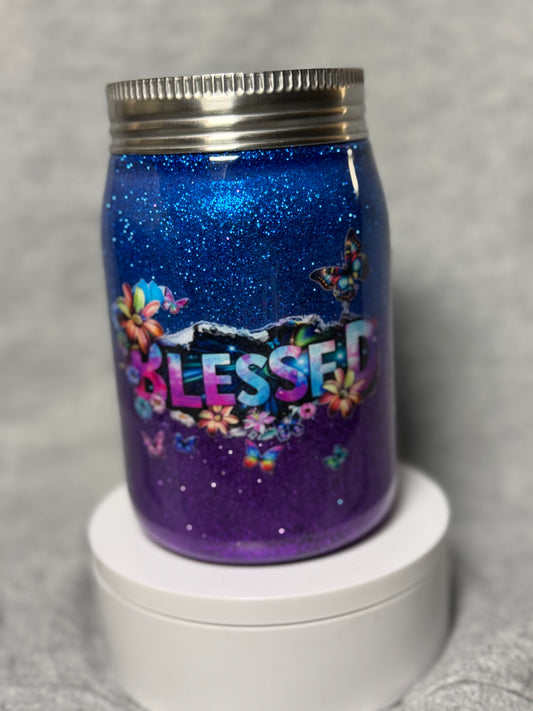 Blessed mason jar cup
