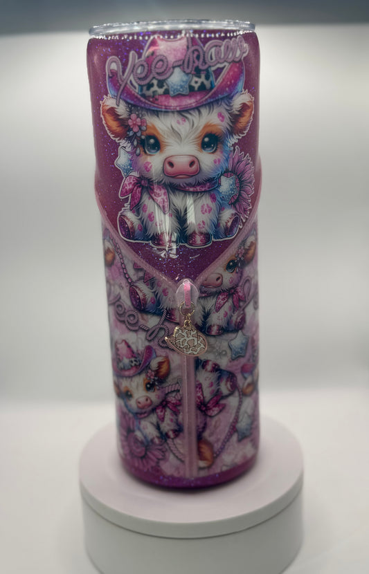 20oz highland cow zipper cup