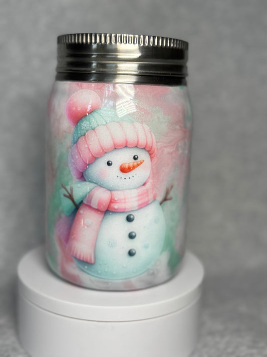 Snowman mason jar cup