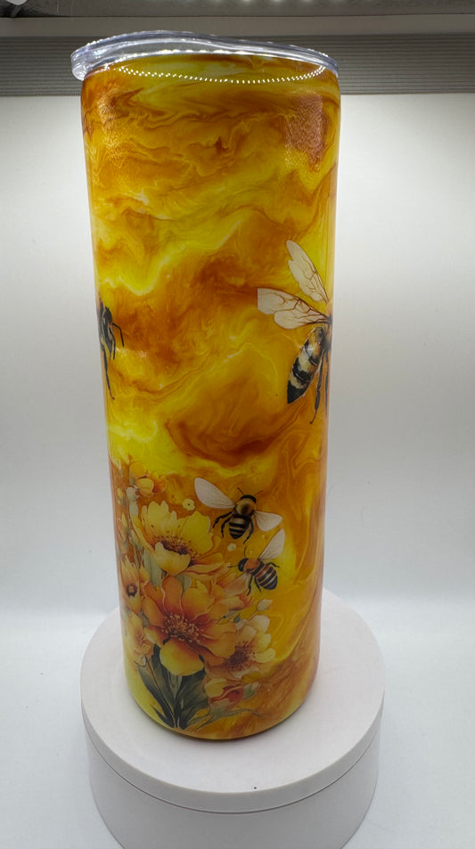 20oz Beehive/flowers