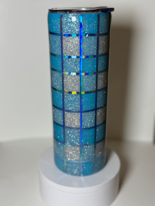 20oz Blue plaid
