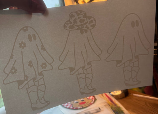 F69 Ghost with boots white ink