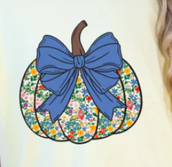Blue bow pumpkin *glitter*